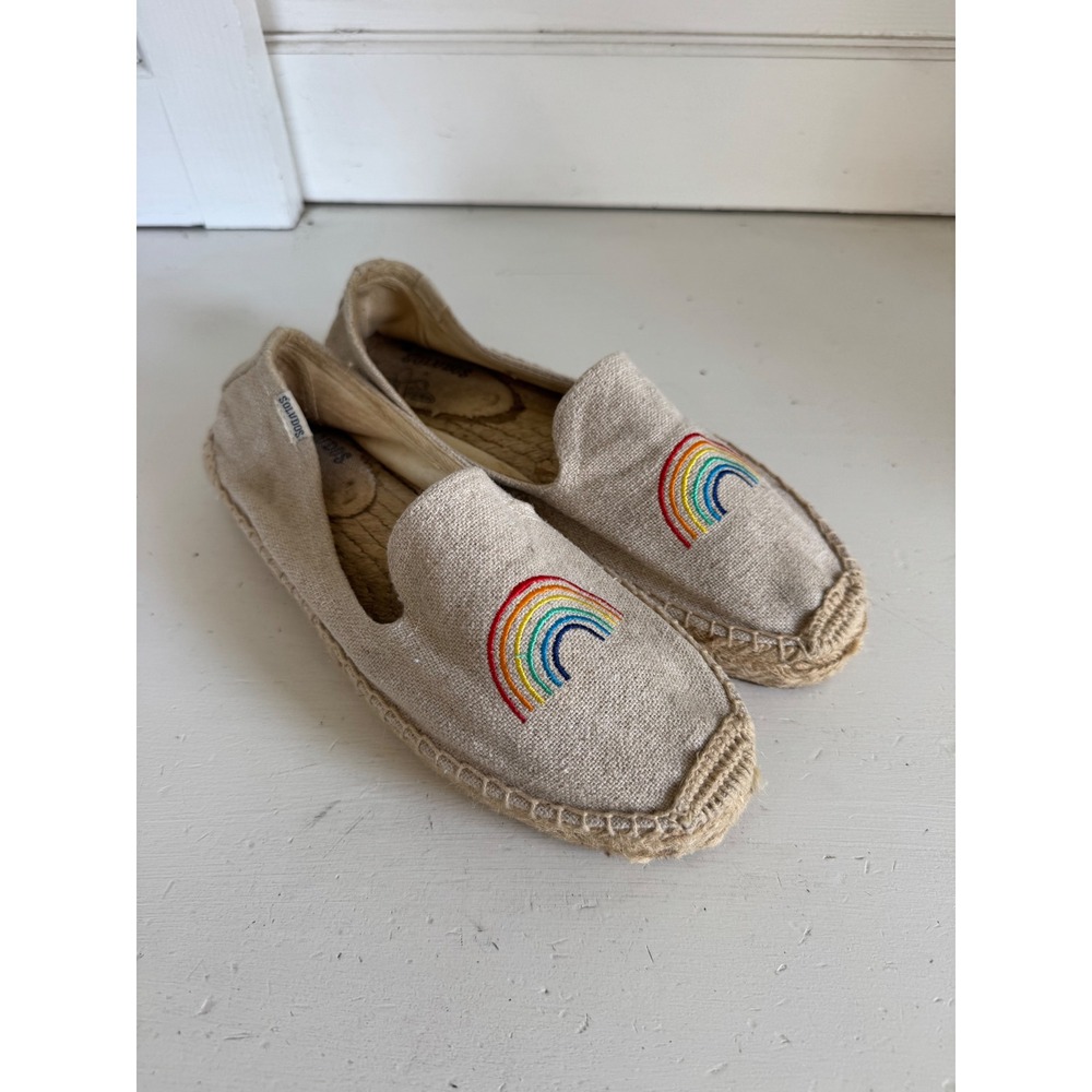 Soludos x Ash Kan rainbow print espadrile flats size 7.5